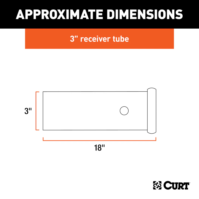 CURT 18" Raw Steel Receiver Tubing - 3" Receiver, 5/8" Pin Hole Model 49518 - Image 3