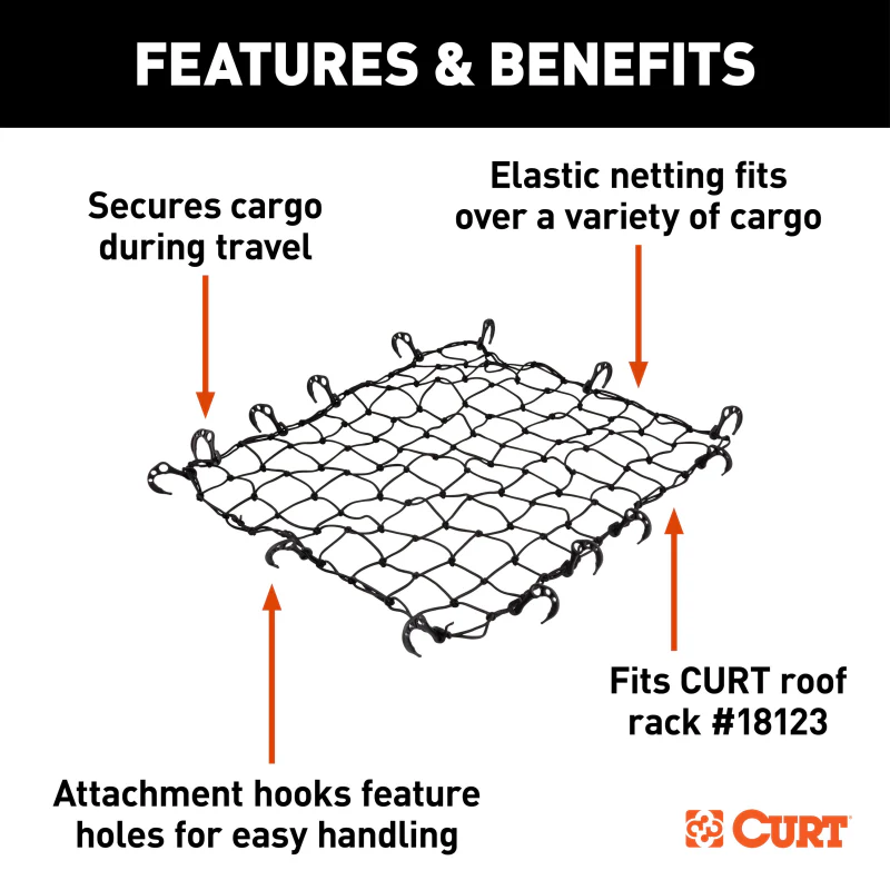CURT 44" x 36" Elastic Cargo Net for Roof Basket Model 18218 - Image 3