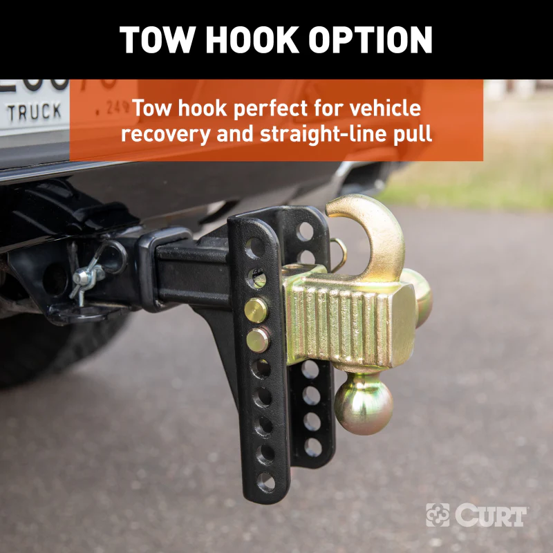 CURT Adjustable Channel Mount with Hook & Step Dual-Ball - 2" Shank, 14K, 6" Drop Model 45904 - Image 9