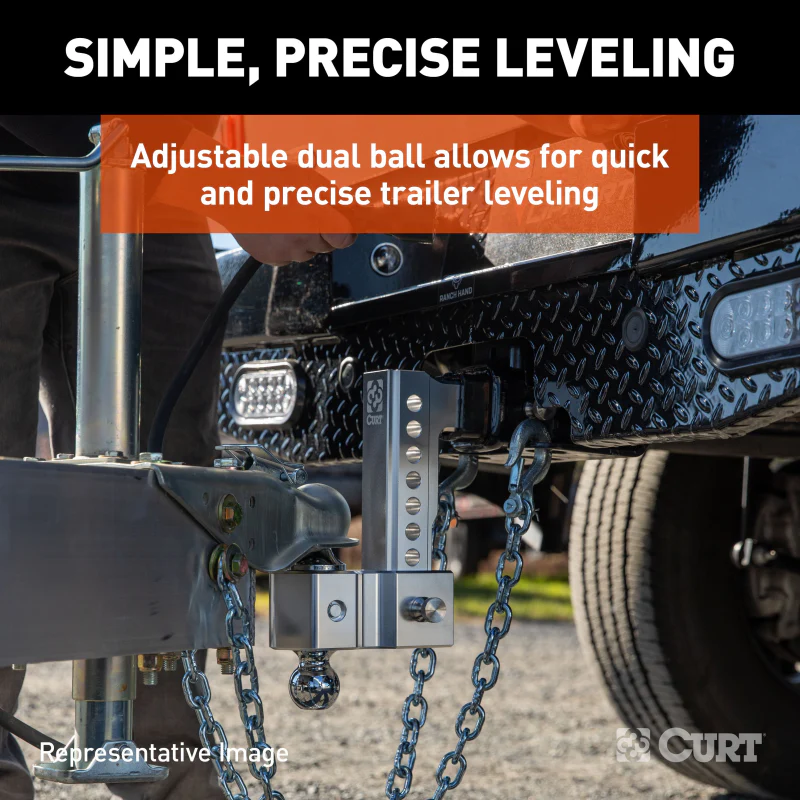 CURT AlumaLite Adjustable Aluminum Hitch with Dual Ball, 5-1/2" Drop Model 45363 - Image 3