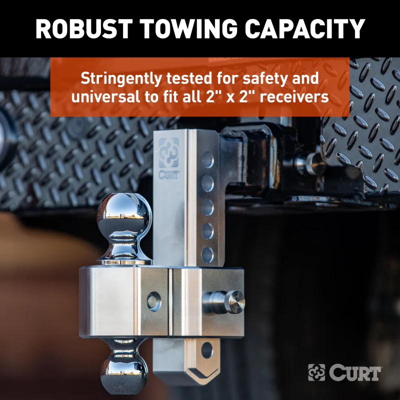CURT AlumaLite Adjustable Aluminum Hitch with Dual Ball, 7-1/2" Drop Model 45365 - Image 5