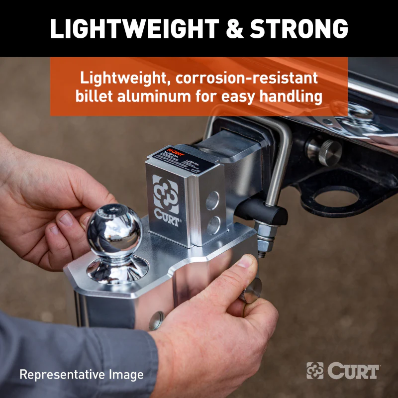 CURT AlumaLite Adjustable Aluminum Hitch with Dual Ball, 9-1/2" Drop Model 45366 - Image 4