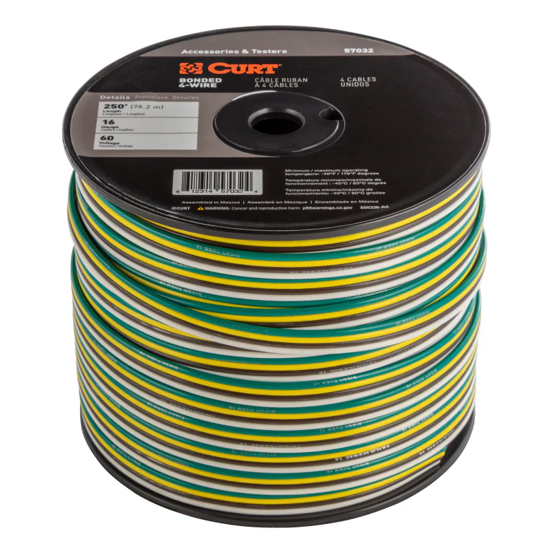 CURT Automotive Primary Wire, 4-Bond White, Brown, Yellow, Green 250' Spool Model 57032 - Image 2