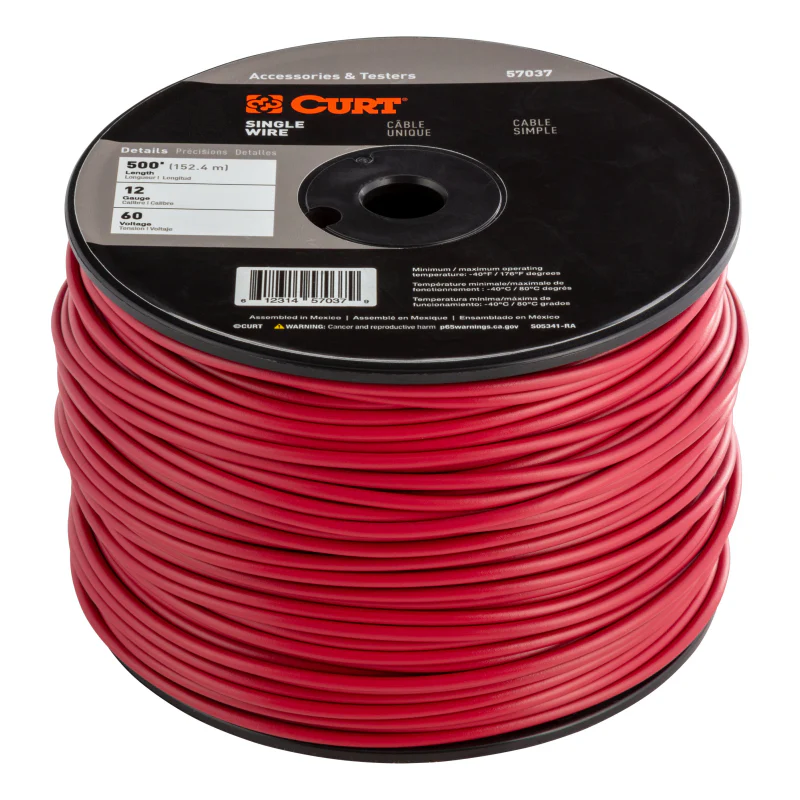 CURT Automotive Primary Wire, Red 500' Spool Model 57037 - Image 2