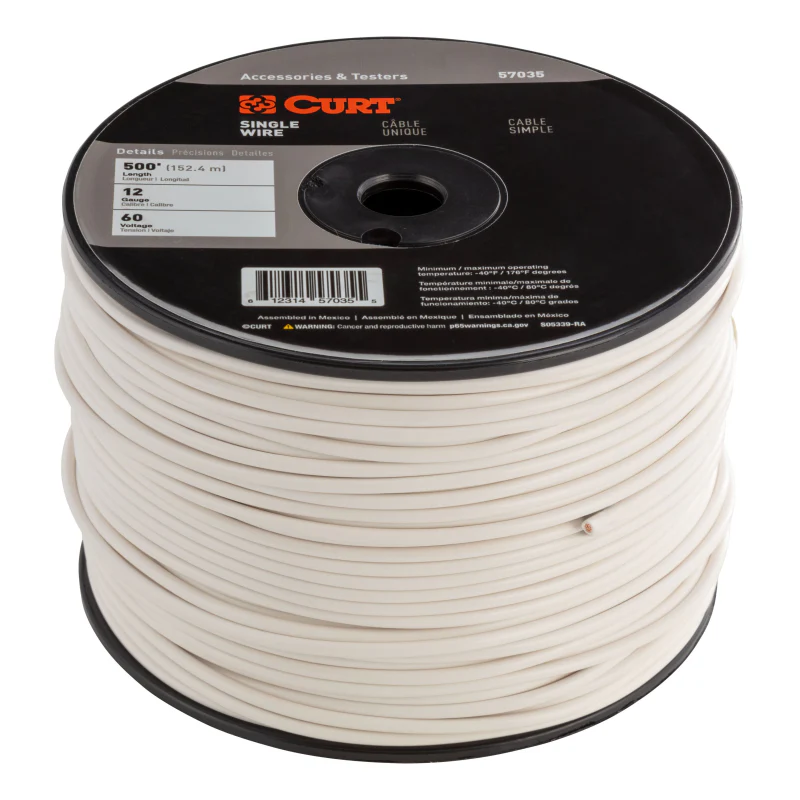 CURT Automotive Primary Wire, White 500' Spool Model 57035 - Image 2