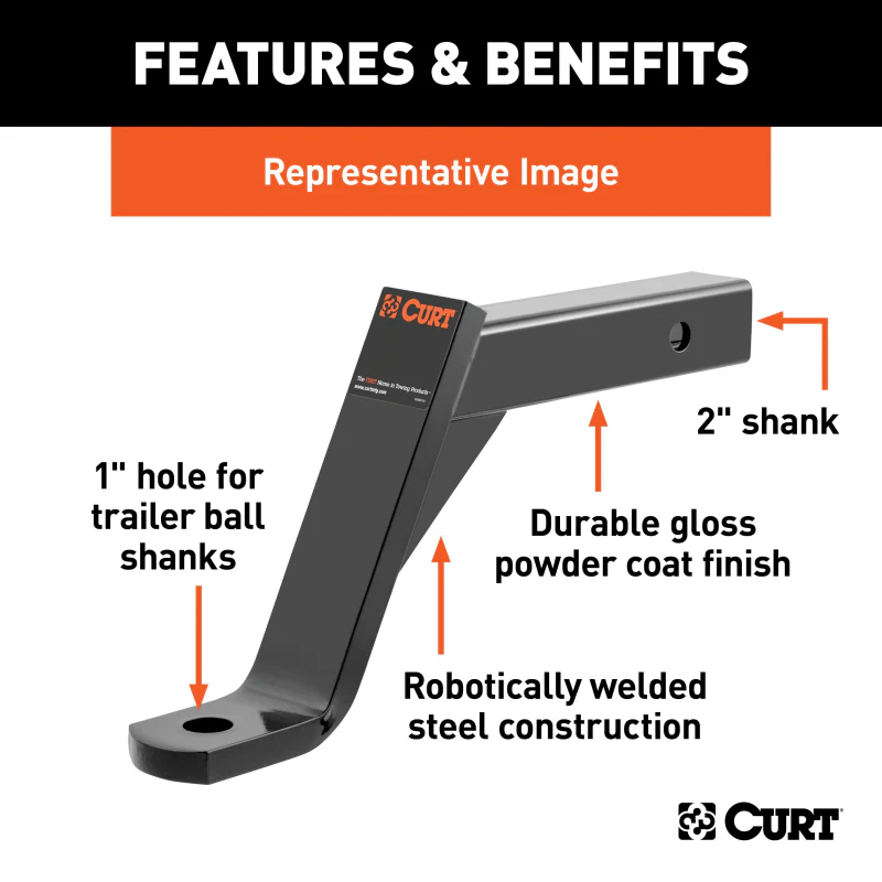 CURT Class 3 Ball Mount, Imported (2" Shank, 5,000 lbs., 8" Drop, 13" Long) Model 45891 - Image 4