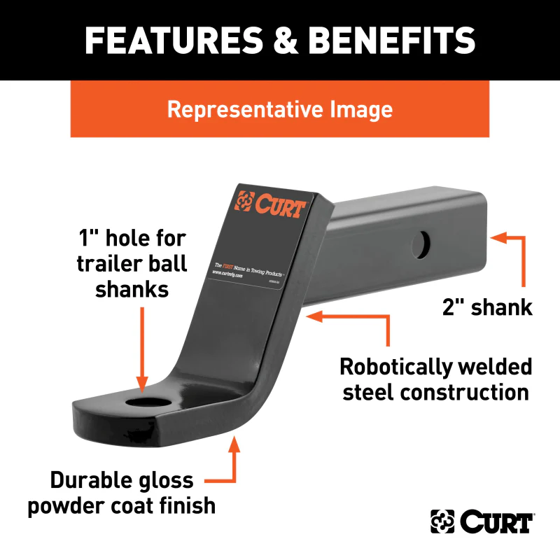 CURT Class 3 Ball Mount, Imported (2" Shank, 7,500 lbs., 6" Drop, 9-1/4" Long) Model 45870 - Image 3