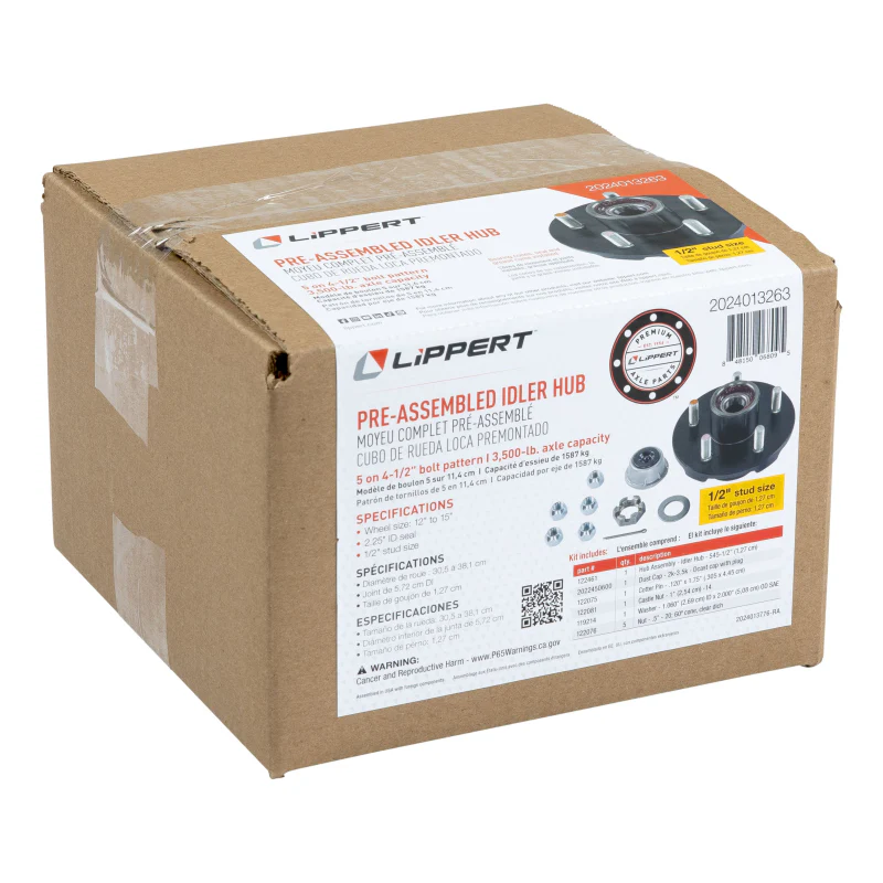 CURT Complete Pre-Greased Hub Assembly with Lug Nuts - 3,500-lb. Axles, 1/2" Stud Model 2024013263 - Image 3