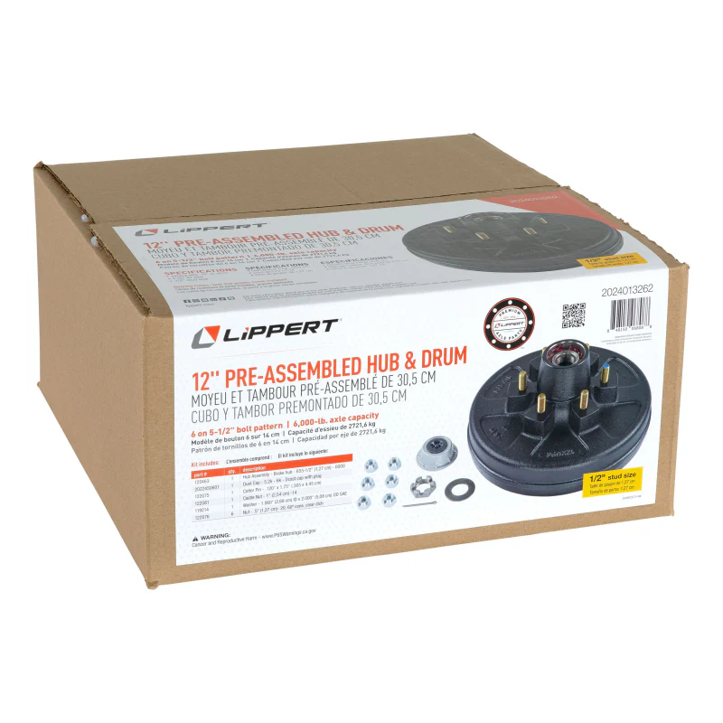 CURT Complete Pre-Greased Hub Assembly with Lug Nuts - 6,000-lb. Axles, 1/2" Stud Model 2024013262 - Image 3