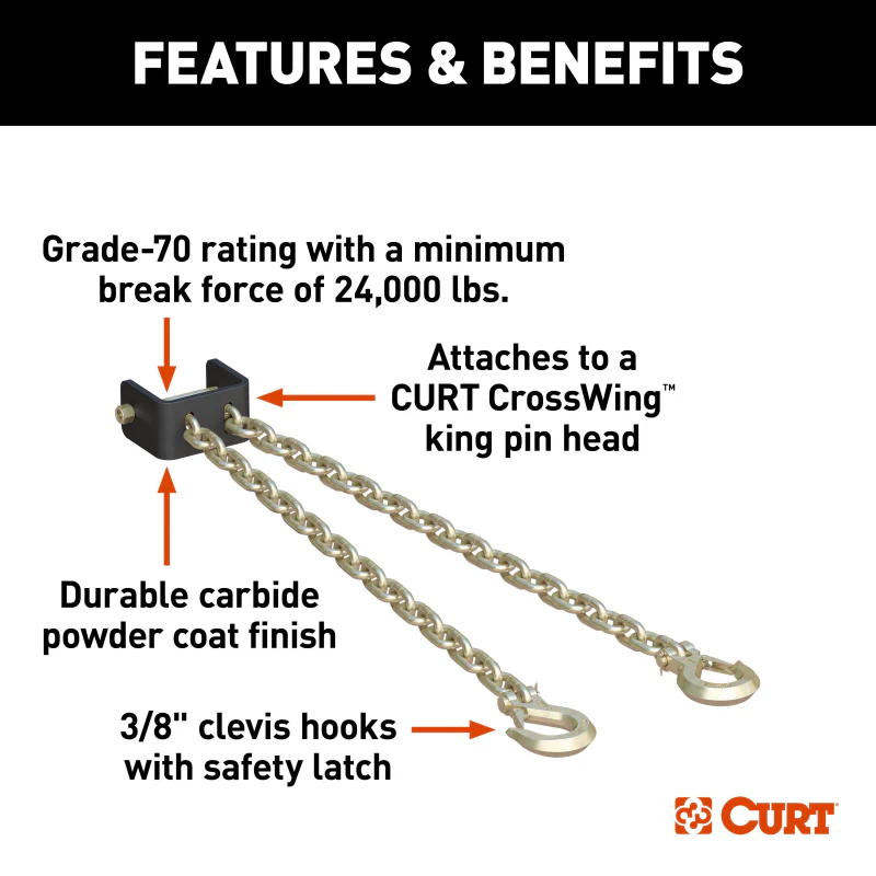 CURT CrossWing 5th Wheel Safety Chain Assembly Model 16613 - Image 2