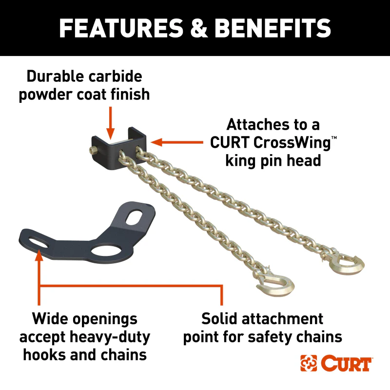 CURT CrossWing 5th Wheel Safety Chain Assembly with Gooseneck Anchor Plate Model 16614 - Image 2