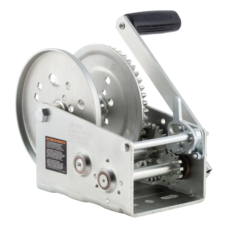 CURT Hand-Crank 2-Speed Winch, 3,200 lbs, 17.5:1 Low Gear Ratio, 9.6" Handle Model 29532 - Image 2