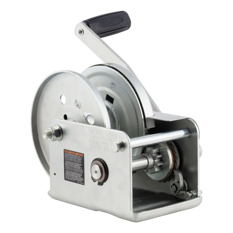 CURT Hand-Crank Brake Winch, 1,500 lbs, 5:1 Gear Ratio, 10.6" Handle Model 29615 - Image 2