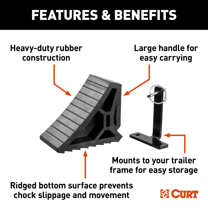 CURT HD Wheel Chock with Mounting Bracket Model 22803 - Image 2