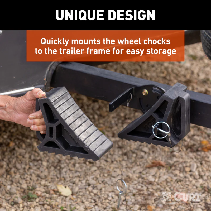 CURT HD Wheel Chocks 2-Pack with Mounting Bracket Model 22802 - Image 3