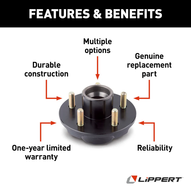 CURT Idler Hub for 3,500-lb. Axle - 5 on 4.5", 1/2" Stud Model 122098 - Image 2
