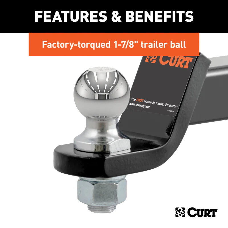 CURT Loaded Ball Mount with 1-7/8" Ball, Imported (2" Shank, 3,500 lbs., 2" Drop) Model 45834 - Image 4