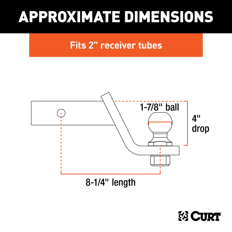 CURT Loaded Ball Mount with 1-7/8" Ball, Imported (2" Shank, 3,500 lbs., 4" Drop) Model 45855 - Image 6