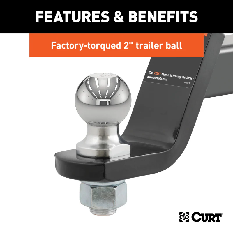CURT Loaded Ball Mount with 2" Ball, Imported (2" Shank, 7,500 lbs., 4" Drop) Model 45856 - Image 4