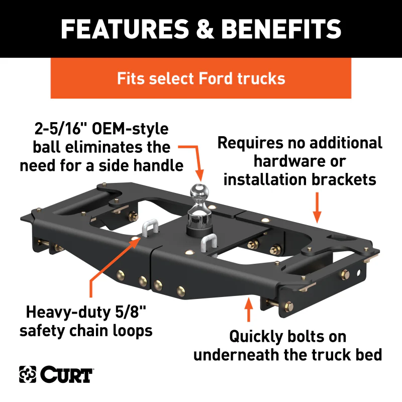 CURT OEM-Style Gooseneck Hitch, Fits Select Ford F-250, F-350, F-450 Super Duty Model 60702 - Image 2