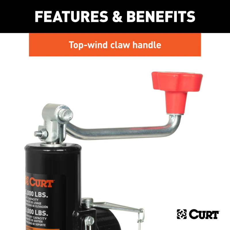 CURT Pipe-Mount Swivel Trailer Jack with Top Handle 5,000 lbs, 10" Travel Model 25006 - Image 4