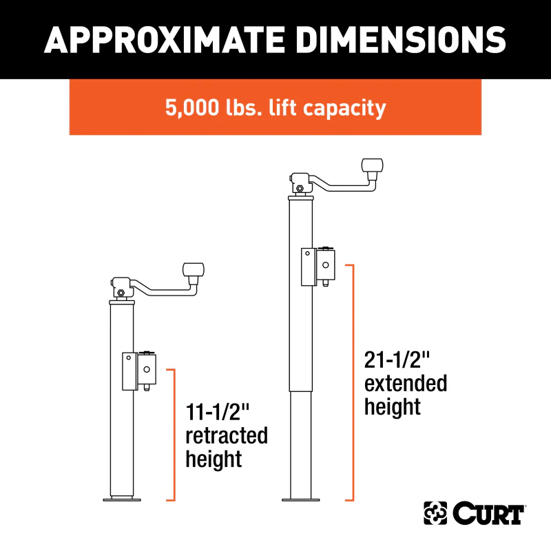 CURT Pipe-Mount Swivel Trailer Jack with Top Handle 5,000 lbs, 10" Travel Model 25006 - Image 5