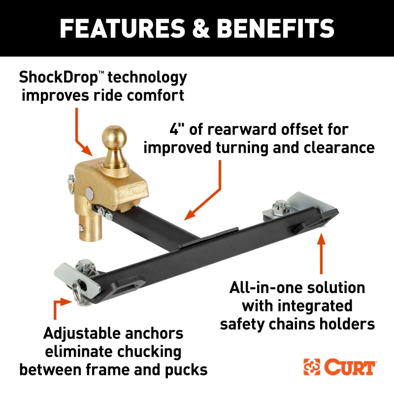 CURT RockerBall Multi-Fit OEM Puck System Gooseneck Ball with 4" Offset Model 60668 - Image 2