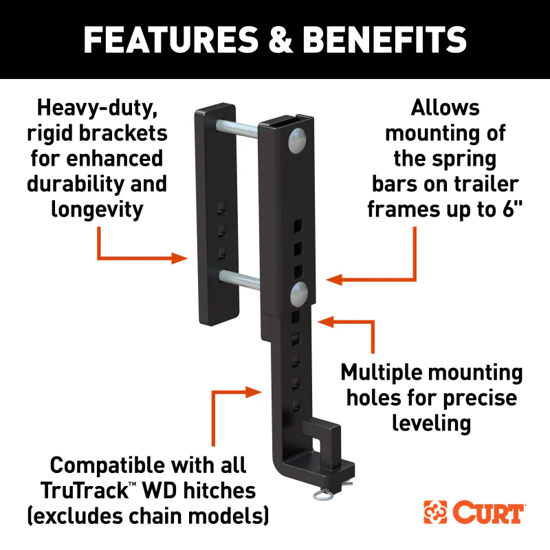 CURT TruTrack™ Heavy-Duty 6" Adjustable Support Brackets Model 17517 - Image 2