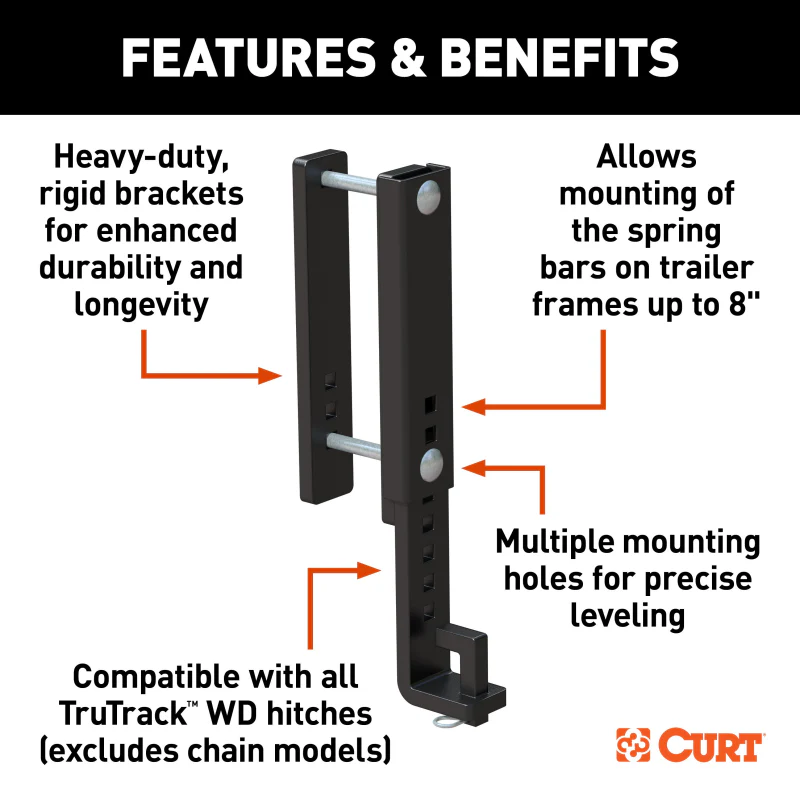 CURT TruTrack™ Heavy-Duty 8" Adjustable Support Brackets Model 17518 - Image 2