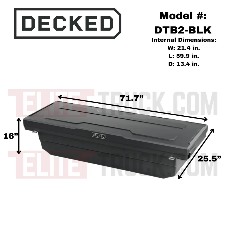 DECKED Full-Size Pickup Truck Tool Box Deep Tub Model - Black DTB2-BLK - Image 2