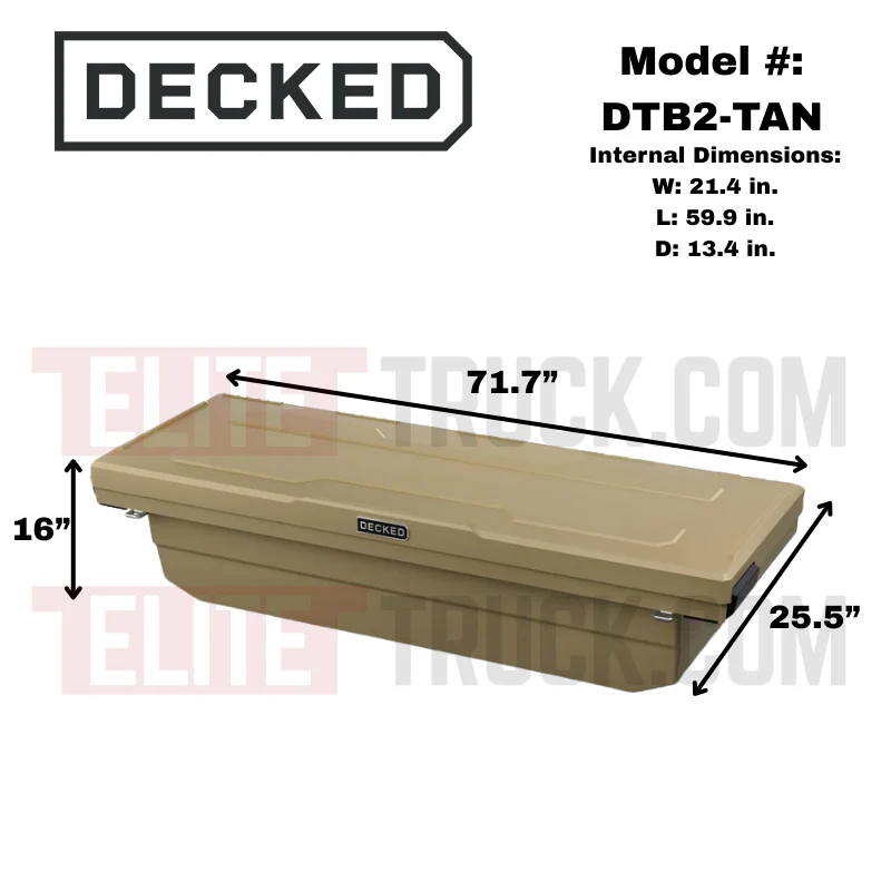DECKED Full-Size Pickup Truck Tool Box Deep Tub Model DTB2-TAN - Image 2