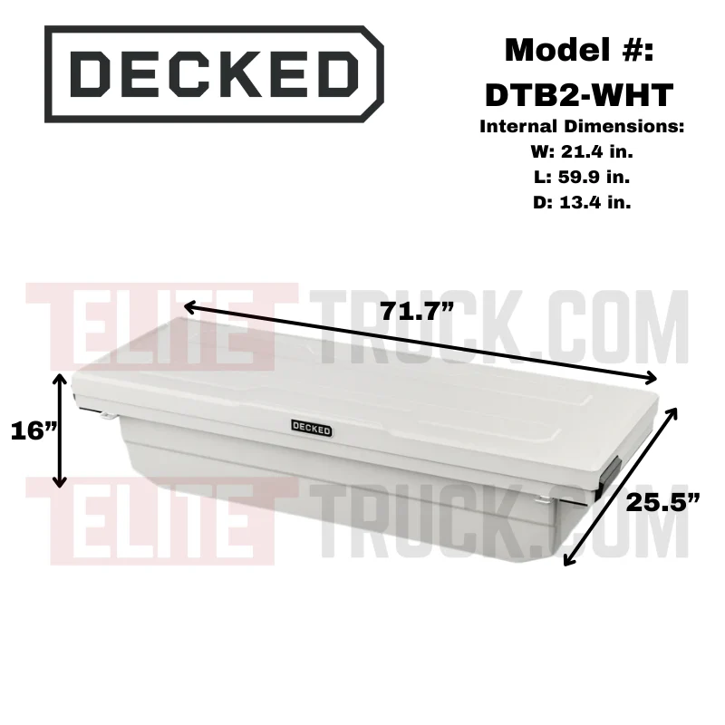 DECKED Full-Size Pickup Truck Tool Box Deep Tub Model - White DTB2-WHT - Image 2
