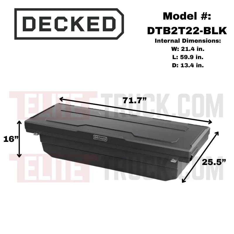 DECKED Full-Size Pickup Truck Tool Box Tundra Bed Rail Model DTB2T22-BLK - Image 2
