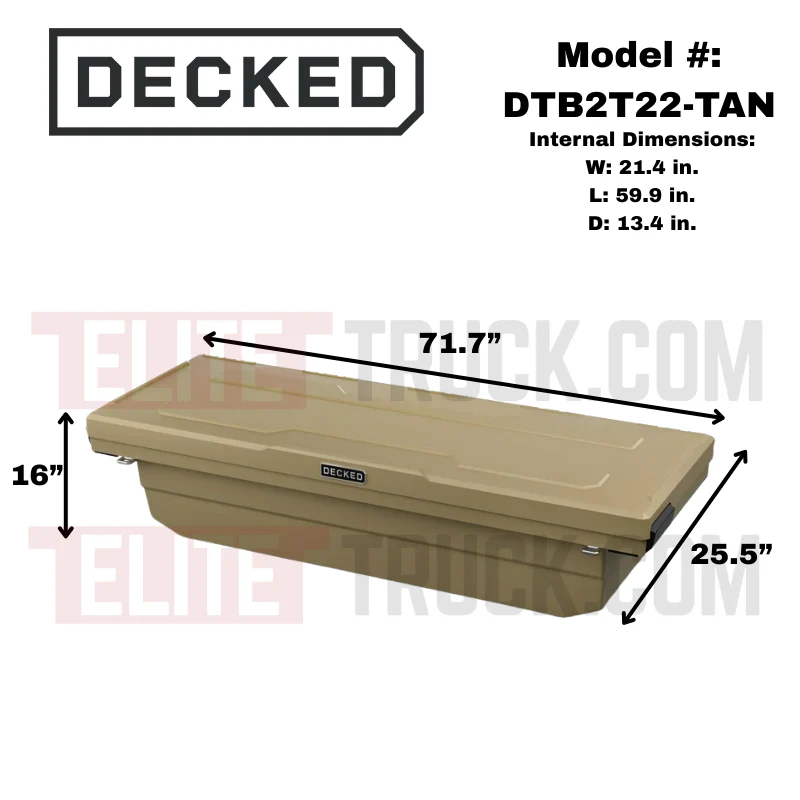 DECKED Full-Size Pickup Truck Tool Box Tundra Bed Rail Model DTB2T22-TAN - Image 2