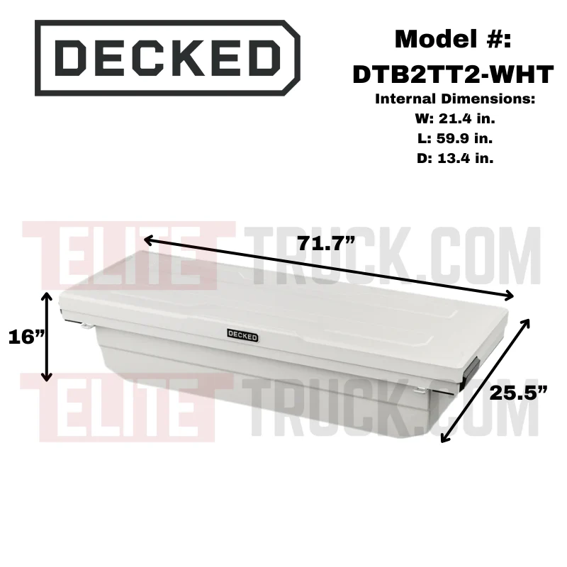 DECKED Full-Size Pickup Truck Tool Box Tundra Bed Rail Model DTB2T22-WHT - Image 2