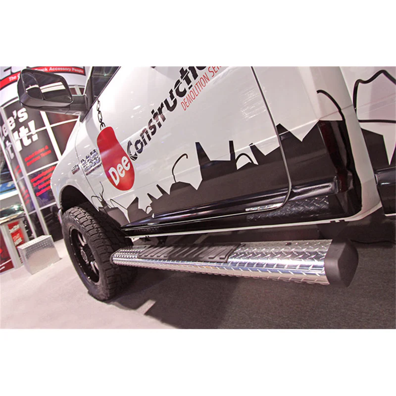 Dee Zee Black-Tread Aluminum Step Nerf Bars 6 in. Oval Cab Length Model DZ16402 - Image 4