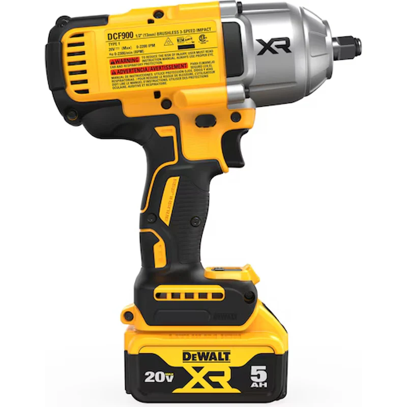 DeWalt 20V MAX* XR 1/2 In. High Torque Impact Wrench With Hog Ring Anvil Kit and (2) 5.0 Ah Batteries & Charger Kit DCF900P2 - Image 5