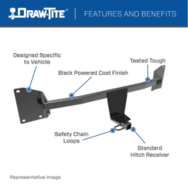 Draw-Tite Class 1 Trailer Hitch, 1-1/4 Inch Square Receiver, Black Model 25009 - Image 3