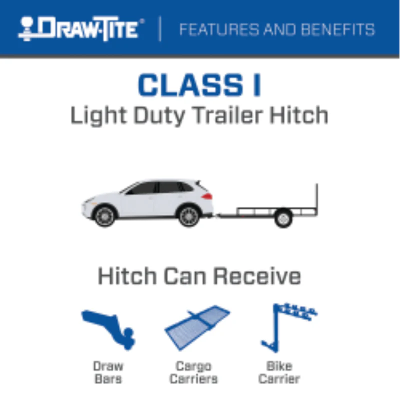 Draw-Tite Class 1 Trailer Hitch, 1-1/4 Inch Square Receiver, Black Model 25009 - Image 5