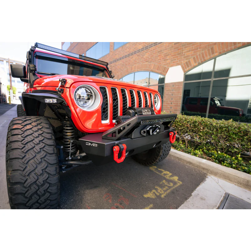 DV8 Offroad 2007-2025 Jeep GladiatorJT Wrangler JK JKU JL JLU Stubby Front Bumper With Plated Bull Bar Model FBJL-06 - Image 15
