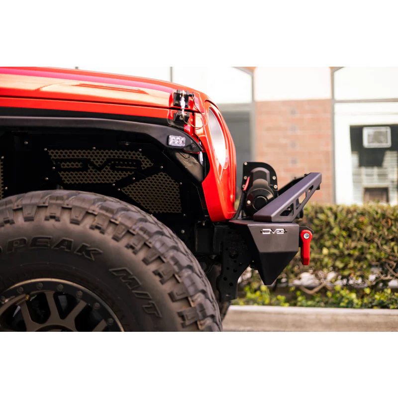 DV8 Offroad 2007-2025 Jeep GladiatorJT Wrangler JK JKU JL JLU Stubby Front Bumper With Plated Bull Bar Model FBJL-06 - Image 18