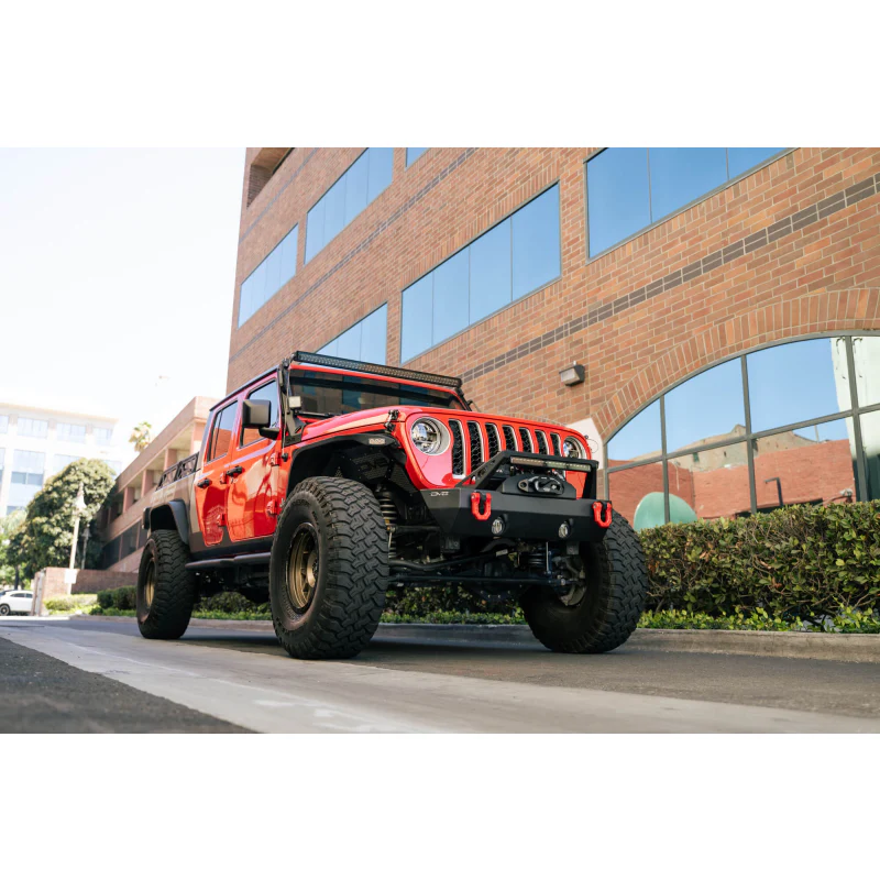 DV8 Offroad 2007-2025 Jeep GladiatorJT Wrangler JK JKU JL JLU Stubby Front Bumper With Plated Bull Bar Model FBJL-06 - Image 19