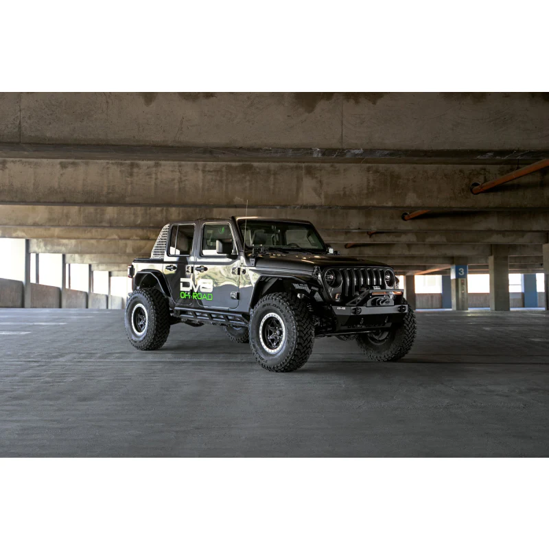 DV8 Offroad 2007-2025 Jeep GladiatorJT Wrangler JK JKU JL JLU Stubby Front Bumper With Plated Bull Bar Model FBJL-06 - Image 3
