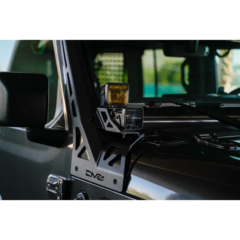 DV8 Offroad 2018-2025 Jeep Gladiator JT Wrangler JL JLU A-Pillar Dual Light Pod Mounts Model LBJL-11 - Image 4