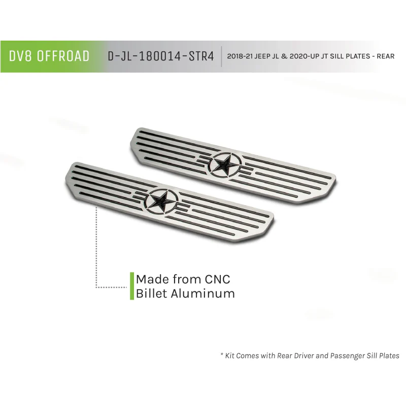 DV8 Offroad 2018-2025 Jeep Gladiator JT WranglerJL JLU Rear Sill Plate "Star Logo" Model D-JL-180014-STR4 - Image 5
