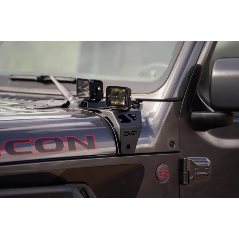 DV8 Offroad 2018-2025 Jeep Wrangler JL JLU Gladiator JT A-Pillar Dual Pod Light Mounts Model LBJL-04 - Image 2