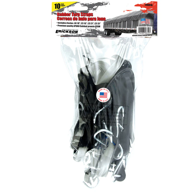 Erickson Manufacturing 10 Pack Rubber Tarp Straps 10 In, 15 In, 21 In, 31 In Model 06610 - Image 2