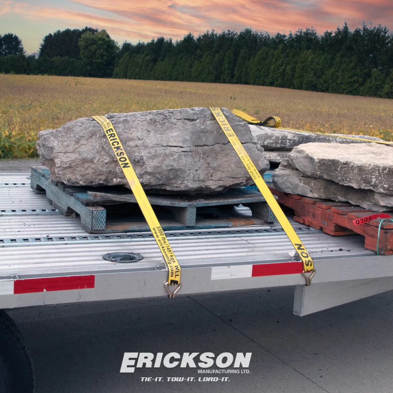 Erickson Manufacturing 2 In x 27Ft 10,000 Lb Ratchet Strap With Double J-Hooks Yellow Model 78627 - Image 3