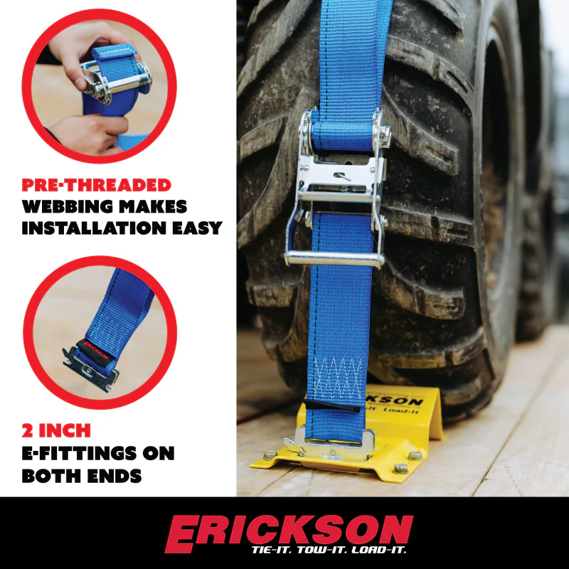 Erickson Manufacturing 2 In X 7.5Ft 4500Lb E-Track ATV Wheel Chock and Strap Kit Model 09160 - Image 7