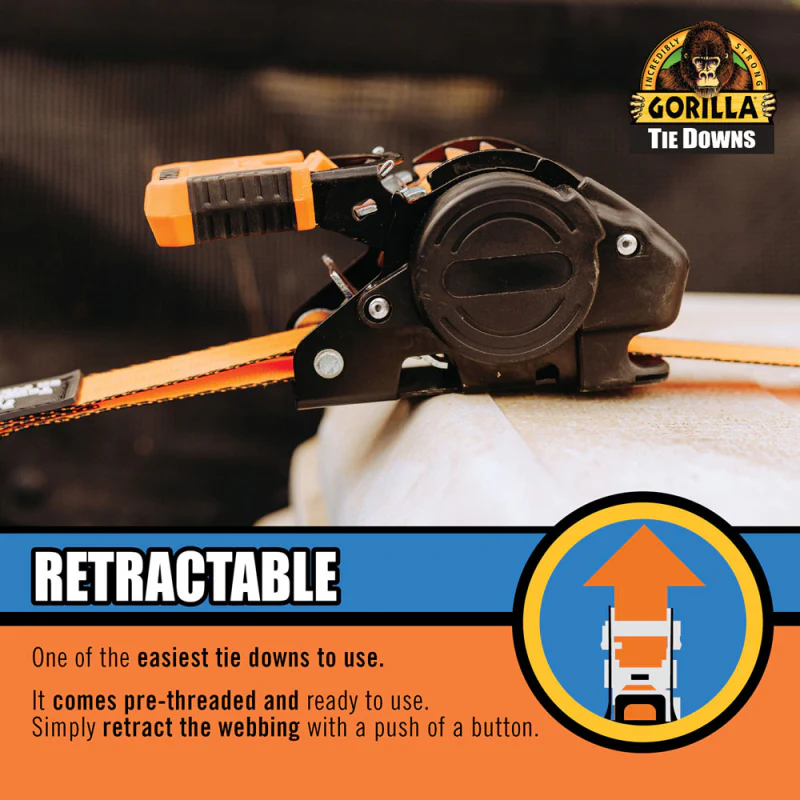 Erickson Manufacturing 2 Pack 1 In X 10Ft 1200Lb Light Duty Retractable Ratchet Strap Model 92003 - Image 10
